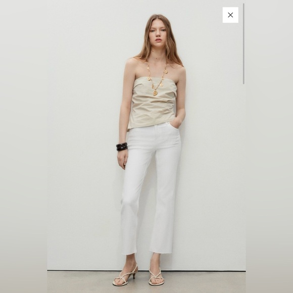 Mango White Straight Leg High Rise Crop Jeans Women’s 2 NWT - Picture 1 of 8